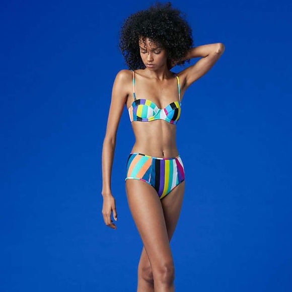 DIANE VON FURSTENBERG Constructed Bandeau Bikini Top Harper Stripe Mulitcolor - Picture 3 of 6